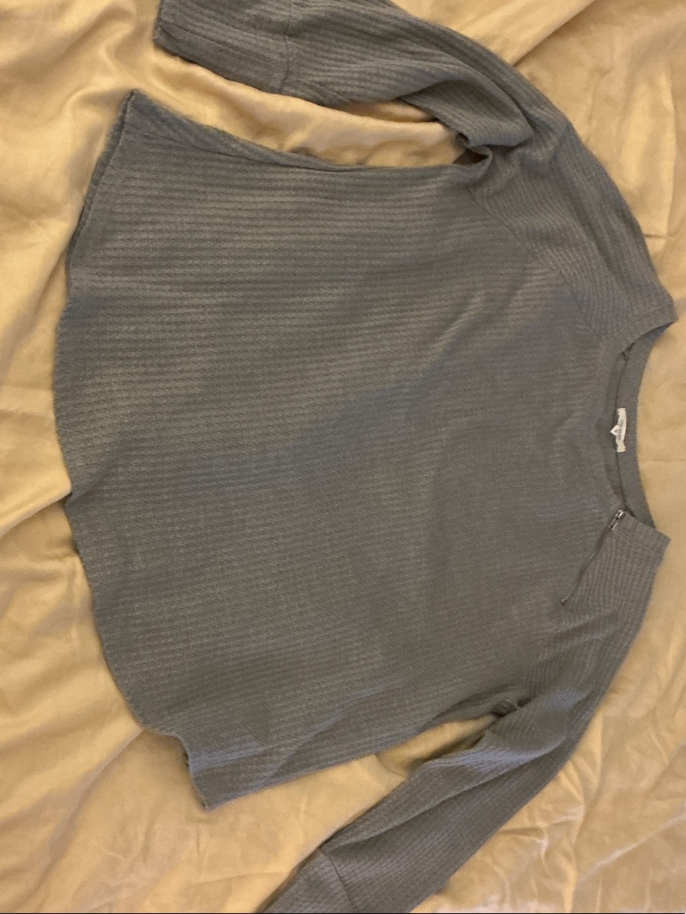 Light Gray Women's Ribbed Knit  - Classic Crewneck